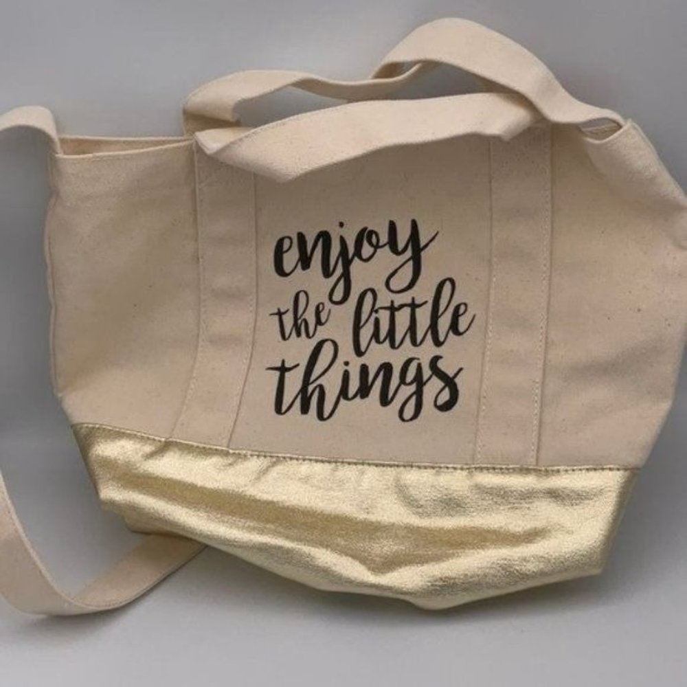 Bath & Body Works Beige Gold Medium Tote Bag NWT - Picture 6 of 6